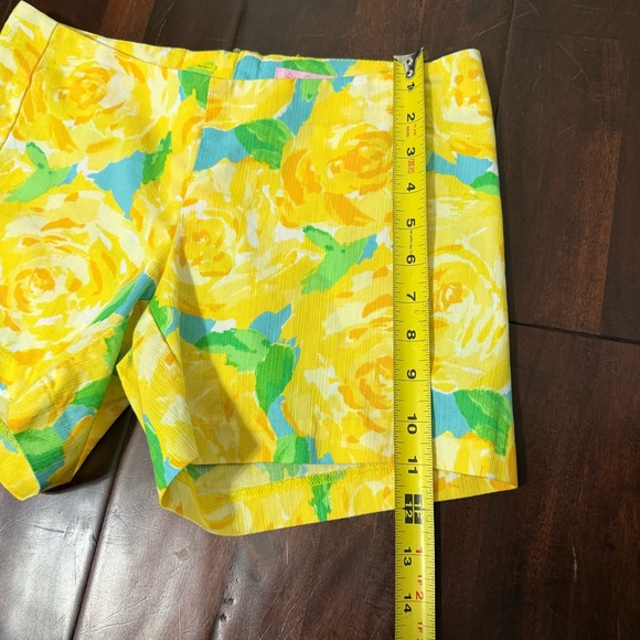 Lilly Pulitzer Sunglow Yellow Rose Short Women’s Size 00 Cotton Zipper Floral - Picture 5 of 8